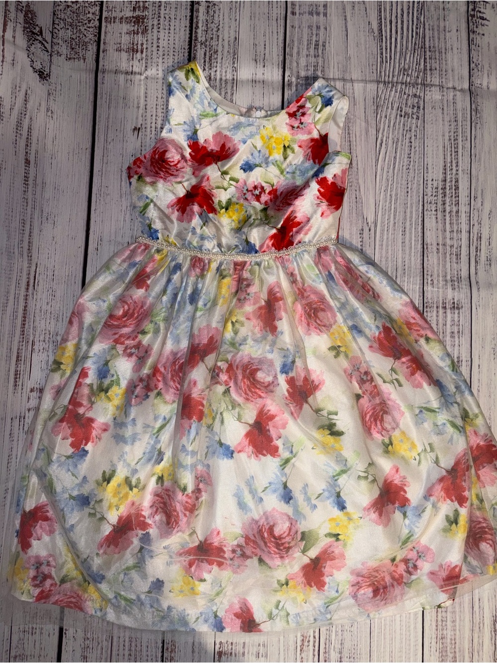 Jayne Copeland Girls Size 10 Floral Formal Party Dress with Tulle, Sash, & Bow